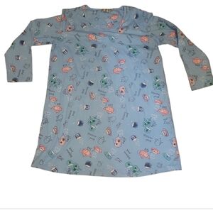mia lucee light blue knit good morning coffee pot cup sleep tee nightgown large
